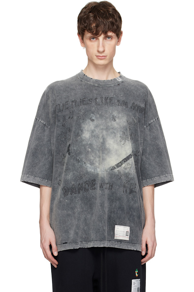 Отбелённая футболка с принтом смайлика Maison Mihara Yasuhiro, черный
Отбелённая футболка с принтом смайлика Maison Mihara Yasuhiro, черный