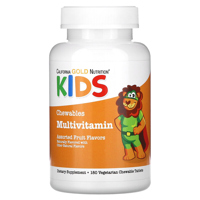 California Gold Nutrition, жевательные мультивитамины для детей, фруктовое ассорти, 180 вегетарианских таблеток
California Gold Nutrition, жевательные мультивитамины для детей, фруктовое ассорти, 180 вегетарианских таблеток