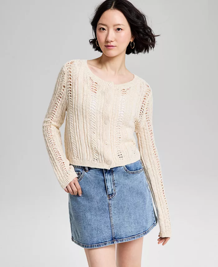 Женский кардиган с ажурной вязкой и круглым вырезом And Now This, слоновая кость/кремовый
Женский кардиган с ажурной вязкой и круглым вырезом And Now This, слоновая кость/кремовый