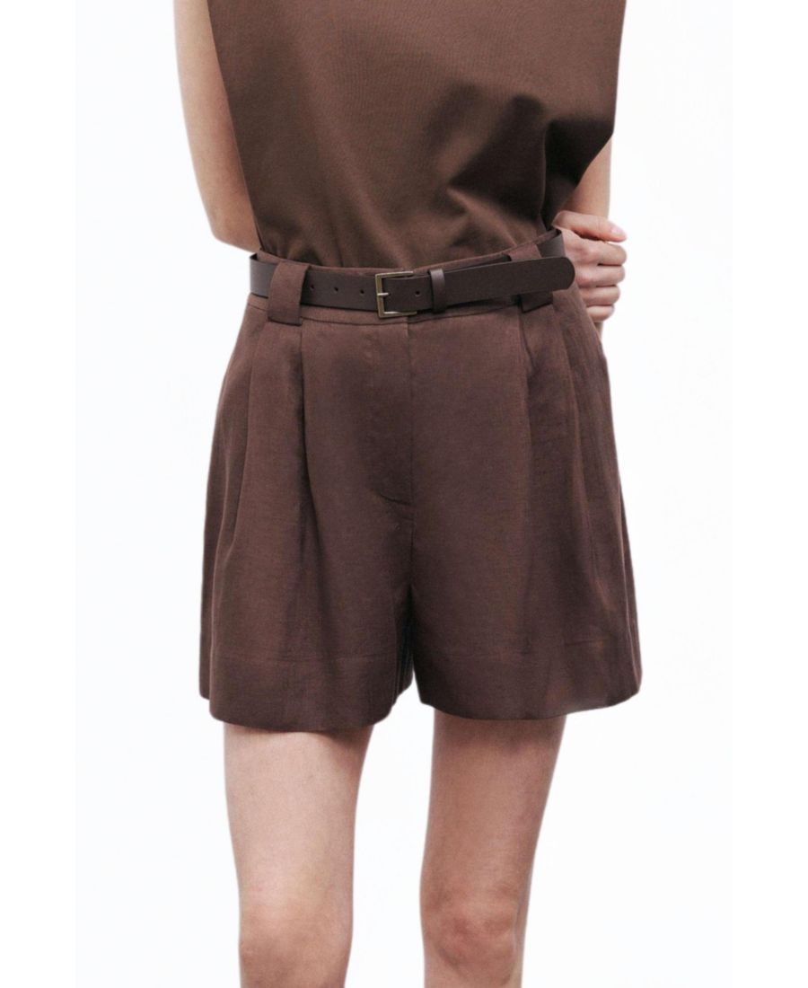 Женские льняные мини-шорты с поясом NOCTURNE, Dark brown
Женские льняные мини-шорты с поясом NOCTURNE, Dark brown