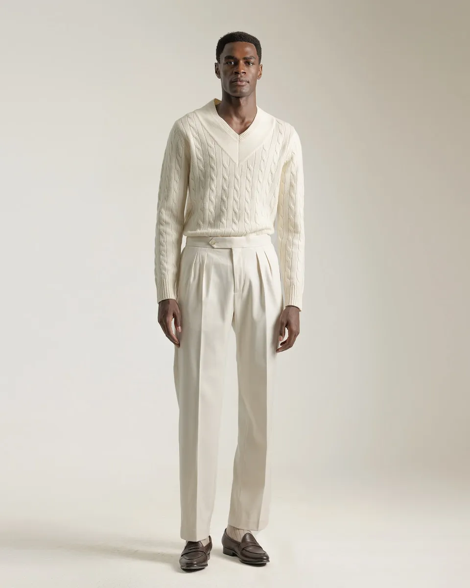 Мужские брюки свободного кроя цвета слоновой кости PuroEgo
Мужские брюки свободного кроя цвета слоновой кости PuroEgo