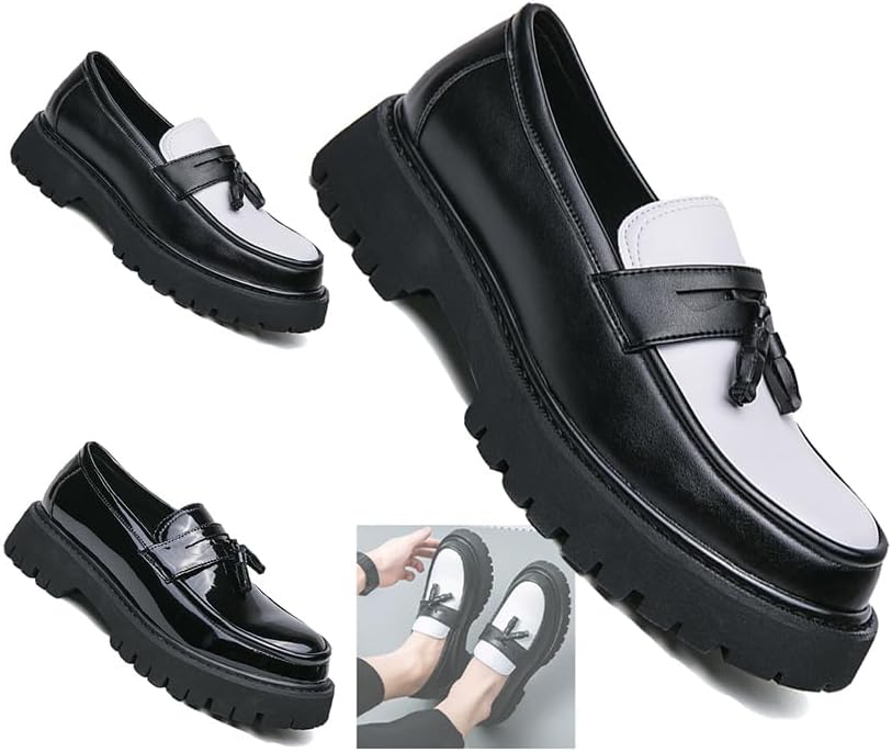 Стильные мужские кожаные лоферы без шнурков с массивным каблуком, округлым носком и противоскользящей подошвой. Идеально подходят для деловых, повседневных или официальных мероприятий Generic, белый
Стильные мужские кожаные лоферы без шнурков с массивным каблуком, округлым носком и противоскользящей подошвой. Идеально подходят для деловых, повседневных или официальных мероприятий Generic, белый