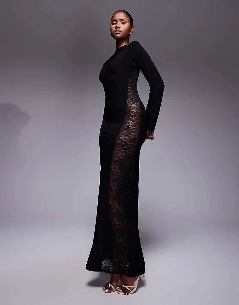 Платье макси Missy Empire с двойными облегающими кружевными вставками и расклешенными рукавами, черное Missyempire
Платье макси Missy Empire с двойными облегающими кружевными вставками и расклешенными рукавами, черное Missyempire