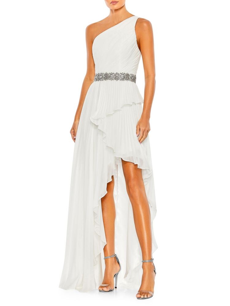 Асимметричное платье с рюшами на одно плечо Mac Duggal, белый
Асимметричное платье с рюшами на одно плечо Mac Duggal, белый