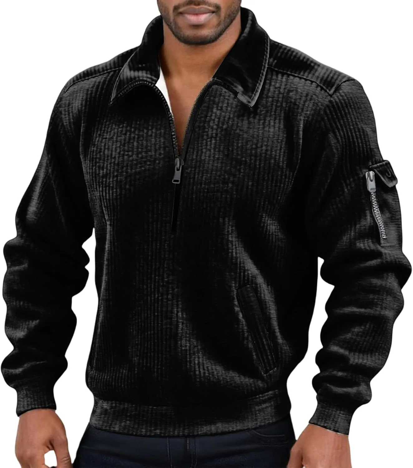 Мужской свитер с ребристым полузастежкой, длинным рукавом и воротником стойкой FQZWONG
Мужской свитер с ребристым полузастежкой, длинным рукавом и воротником стойкой FQZWONG