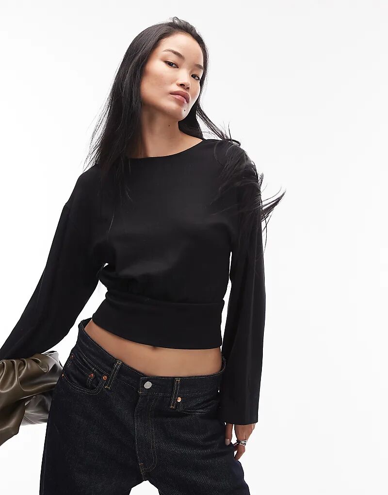 Топ Gina Tricot с широкими рукавами черного цвета
Топ Gina Tricot с широкими рукавами черного цвета