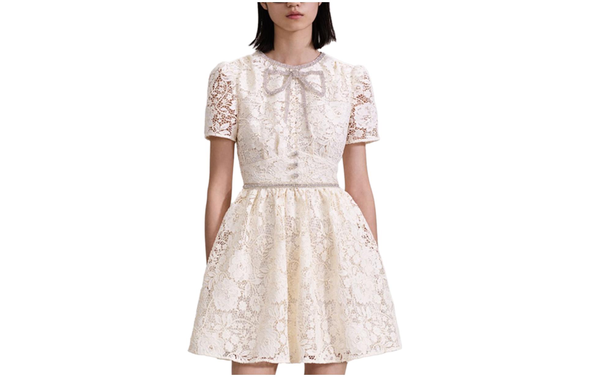 Женское платье с коротким рукавом цвета слоновой кости Self-portrait
Женское платье с коротким рукавом цвета слоновой кости Self-portrait