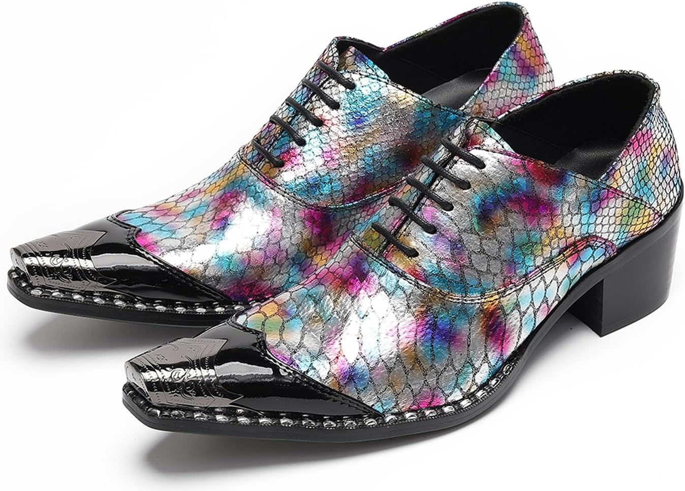 Мужские классические туфли Santimon с заостренным носком и шнуровкой с металлическим наконечником - западные формальные оксфорды с ярким узором, принтом под змею и граффити - стильная обувь для вечеринок, сцен и выпускных, серебро
Мужские классические туфли Santimon с заостренным носком и шнуровкой с металлическим наконечником - западные формальные оксфорды с ярким узором, принтом под змею и граффити - стильная обувь для вечеринок, сцен и выпускных, серебро