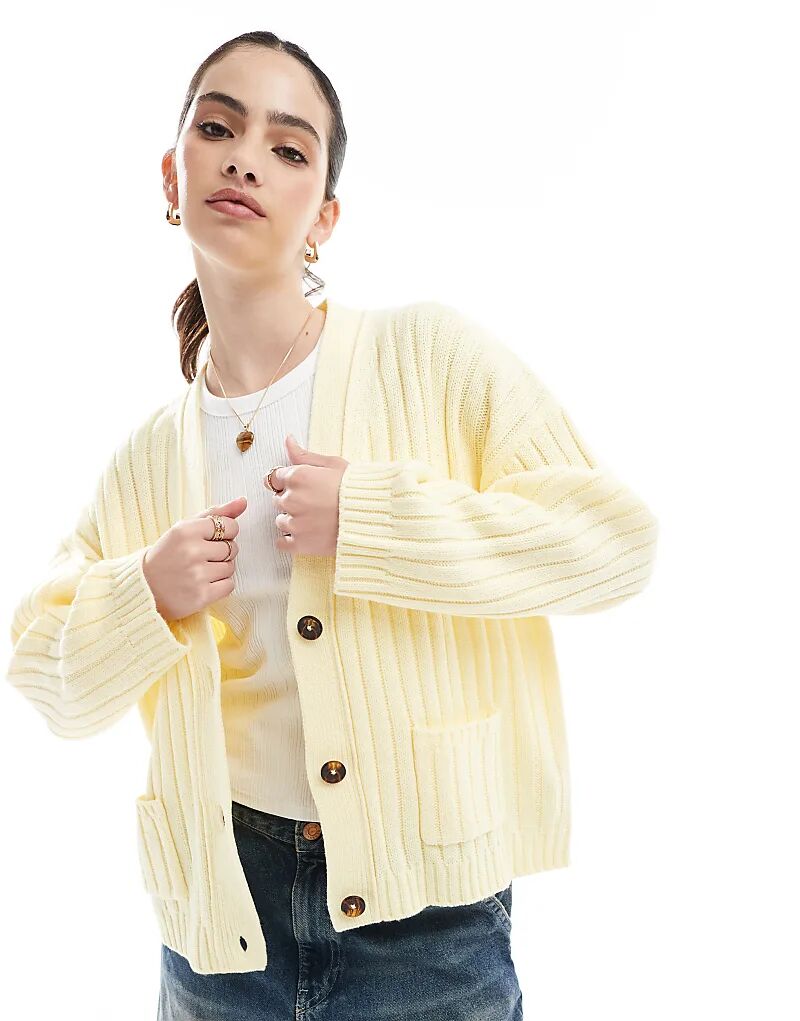 Удлиненный кардиган свободного кроя в рубчик от ASOS DESIGN цвета пахты
Удлиненный кардиган свободного кроя в рубчик от ASOS DESIGN цвета пахты