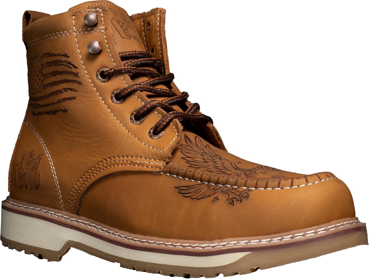 Мужские ботинки King Welt Patriot American Eagle - из натуральной кожи, с мягким носком мокасин, композитным носком, шнуровкой, подошвой с двойной плотностью, противоскользящей, легкими и прочными, Tan
Мужские ботинки King Welt Patriot American Eagle - из натуральной кожи, с мягким носком мокасин, композитным носком, шнуровкой, подошвой с двойной плотностью, противоскользящей, легкими и прочными, Tan