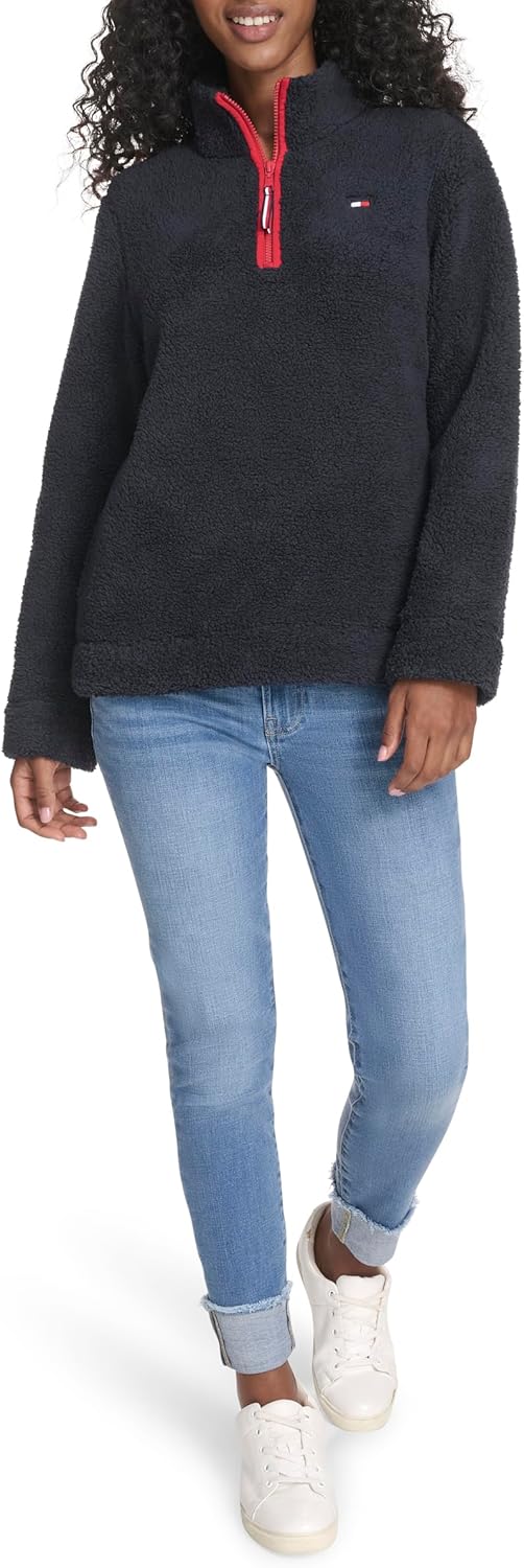 Женский пуловер Tommy Hilfiger с воротником-стойкой и молнией 1/4 из мягкой шерпы, Sky Captain
Женский пуловер Tommy Hilfiger с воротником-стойкой и молнией 1/4 из мягкой шерпы, Sky Captain