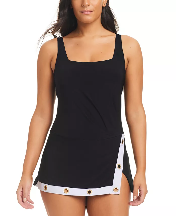 Женское купальное платье Coastal с квадратным вырезом и цветными блоками Beyond Control, черный
Женское купальное платье Coastal с квадратным вырезом и цветными блоками Beyond Control, черный