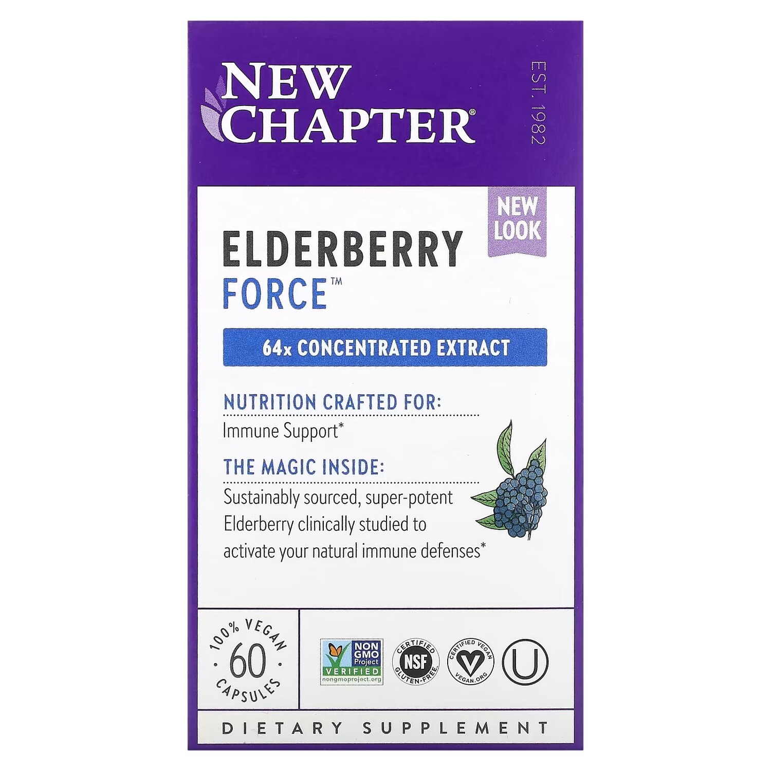 Добавка New Chapter Elderberry Force, 60 веганских капсул
Добавка New Chapter Elderberry Force, 60 веганских капсул