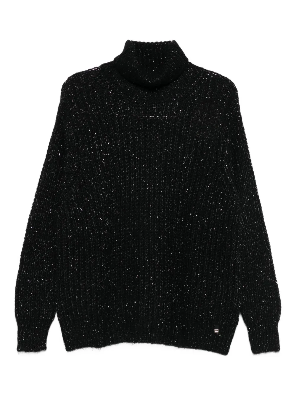 Свитер с высоким воротником из блестящей трикотажной ткани Herno, черный
Свитер с высоким воротником из блестящей трикотажной ткани Herno, черный