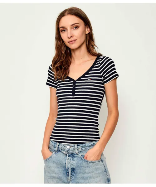 Блузка Хенли Slim fit Tommy Jeans, синий 
Блузка Хенли Slim fit Tommy Jeans, синий