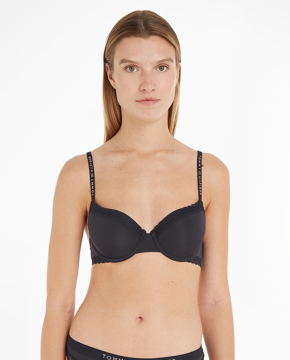 Бюстгальтер средней чашки с логотипом в тон Tommy Hilfiger, черный