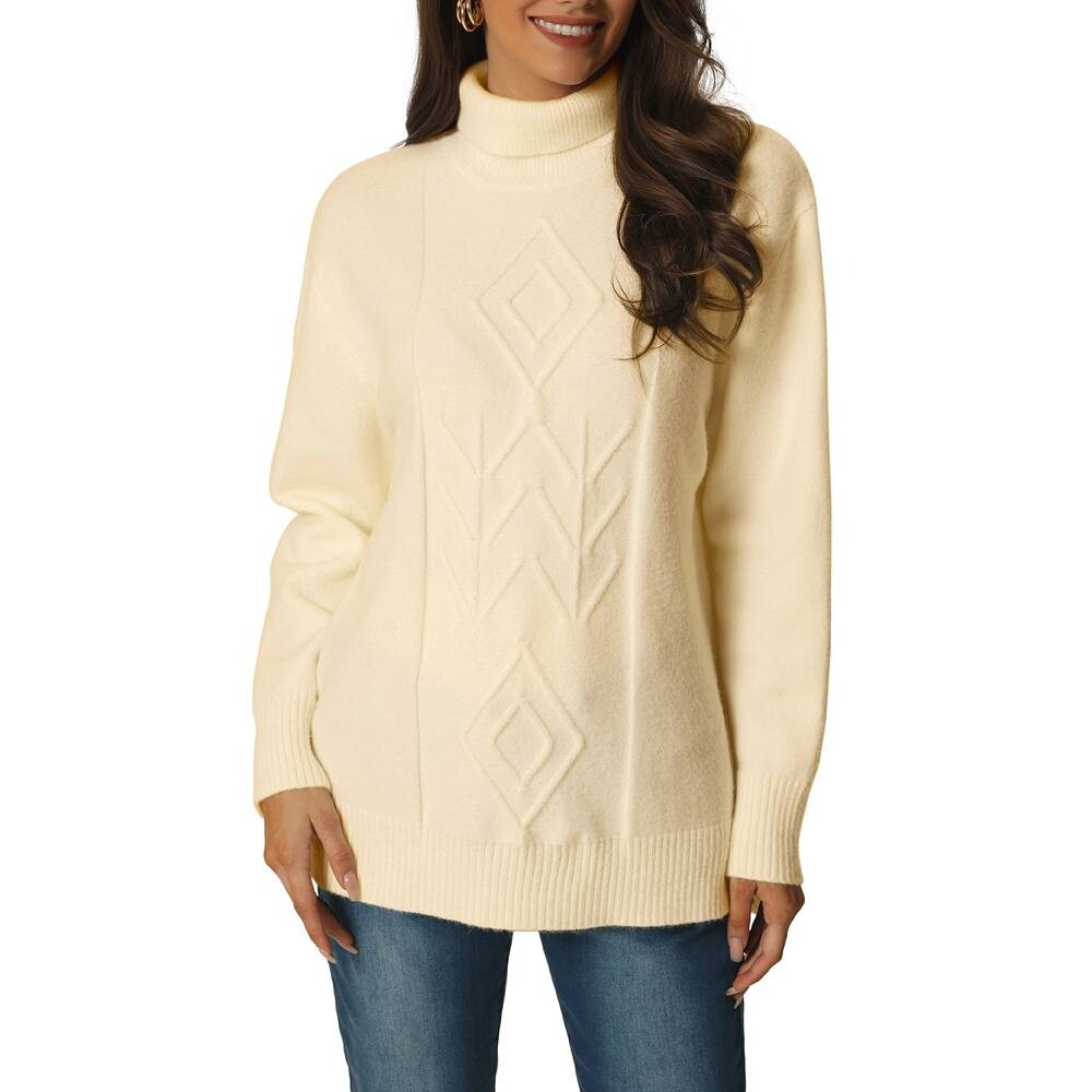 Женская водолазка с длинным рукавом и расклешенным подолом, туника, пуловер, свитер Seta T, бежевый 
Женская водолазка с длинным рукавом и расклешенным подолом, туника, пуловер, свитер Seta T, бежевый