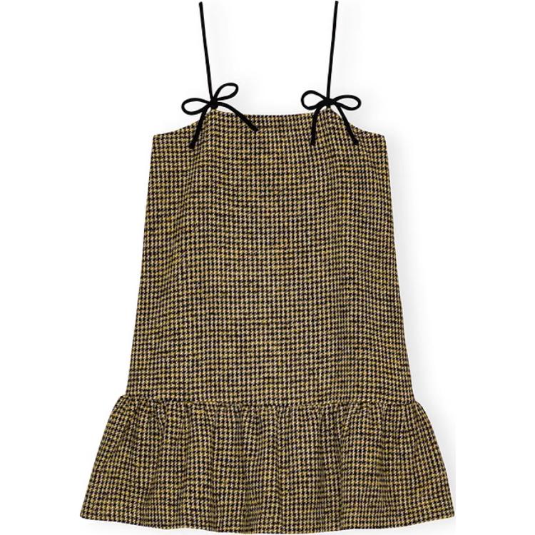 Безрукавное платье-мини в клетку houndstooth GANNI, желтый
Безрукавное платье-мини в клетку houndstooth GANNI, желтый