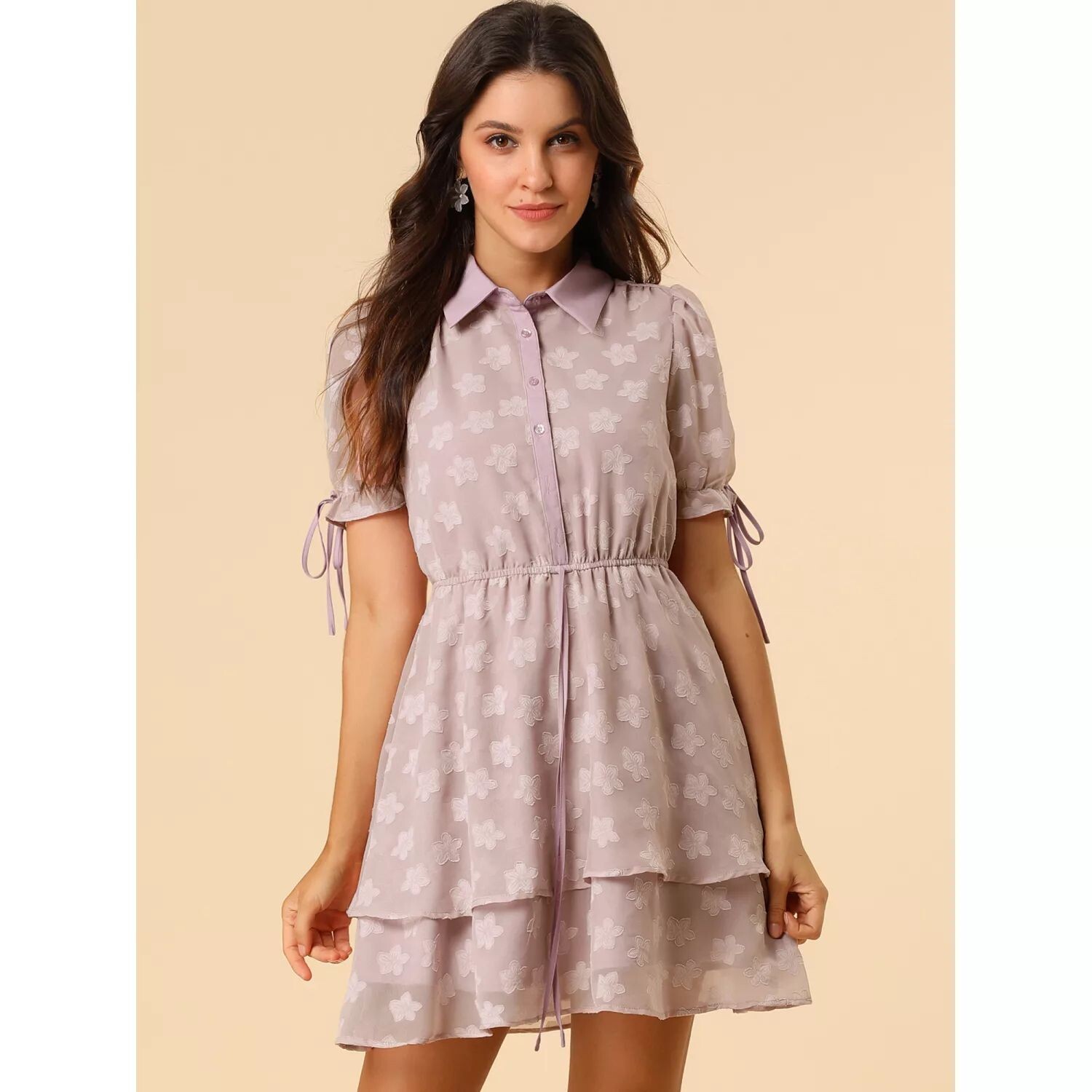 Женское многослойное платье с короткими рукавами и воротником на шнурке ALLEGRA K, белый
Женское многослойное платье с короткими рукавами и воротником на шнурке ALLEGRA K, белый