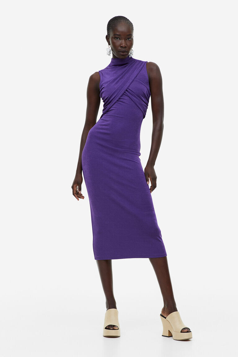 Облегающее платье с драпировкой H&M, фиолетовый
Облегающее платье с драпировкой H&M, фиолетовый