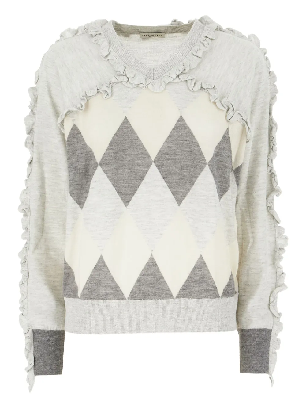 Свитер с ромбовидным узором и отделкой рюшами Ballantyne, серый
Свитер с ромбовидным узором и отделкой рюшами Ballantyne, серый