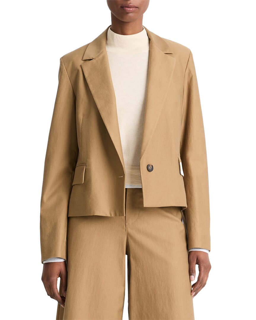 Укороченный блейзер Vince из твила и шерсти, коричневый
Укороченный блейзер Vince из твила и шерсти, коричневый