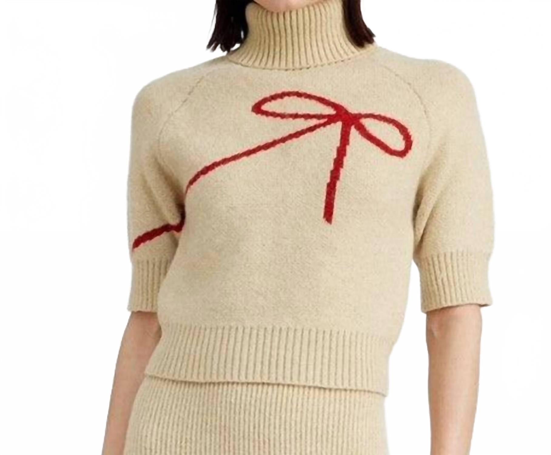 Бежевый свитер с коротким рукавом и бантом En Saison
Бежевый свитер с коротким рукавом и бантом En Saison