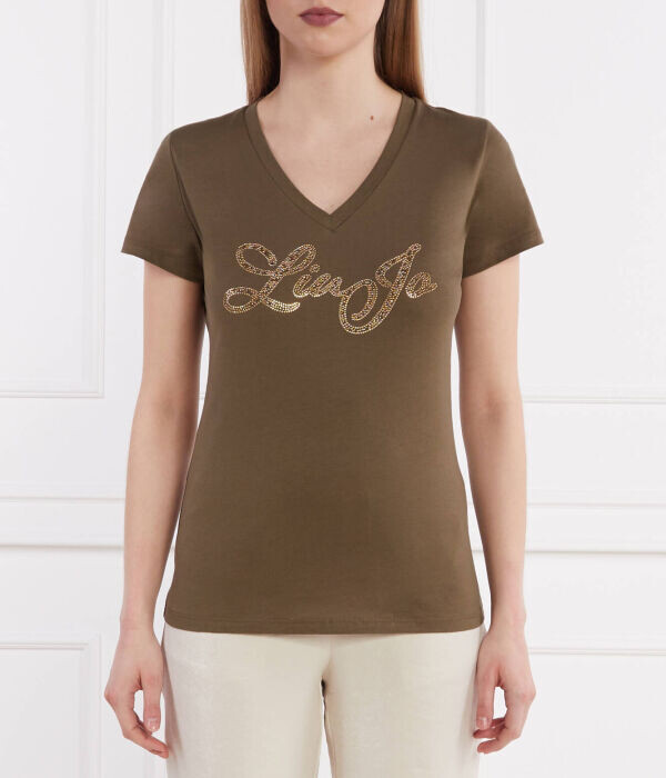 Футболка женская Liu Jo с V-образным вырезом, зеленый 
Футболка женская Liu Jo с V-образным вырезом, зеленый