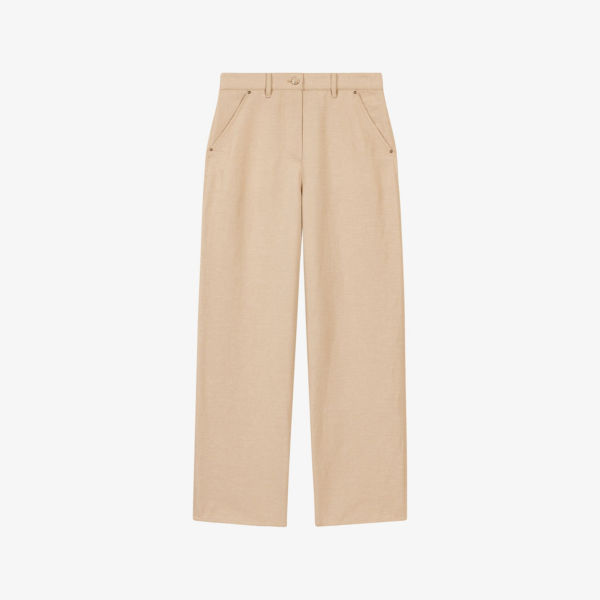 Прямые брюки Maje средней посадки из смесового льна, песочный
Прямые брюки Maje средней посадки из смесового льна, песочный