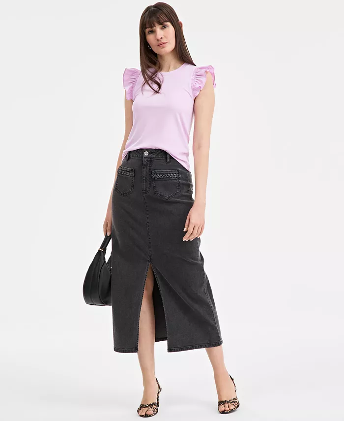 Женский трикотажный топ с оборками на рукавах On 34th, фиолетовый
Женский трикотажный топ с оборками на рукавах On 34th, фиолетовый