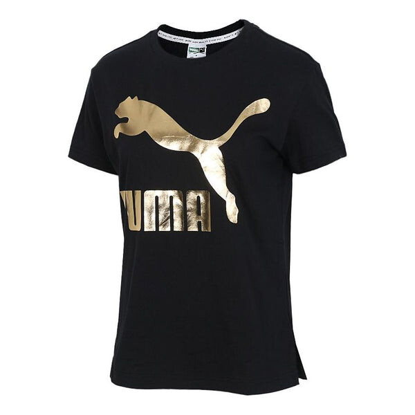 Футболка classics logo short sleeve tee black/gold Puma, черный 
Футболка classics logo short sleeve tee black/gold Puma, черный