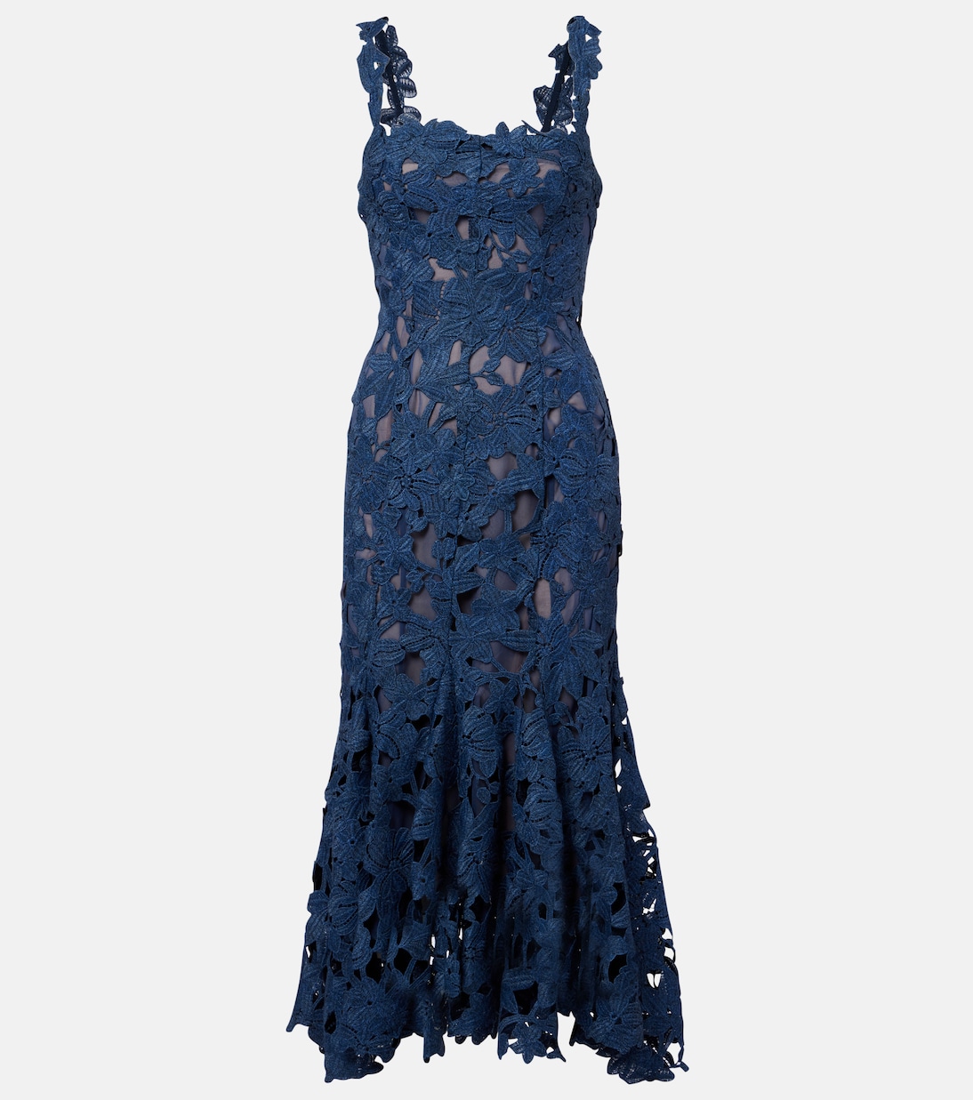 Платье миди из гипюрового кружева Oscar de la Renta, Denim Blue 
Платье миди из гипюрового кружева Oscar de la Renta, Denim Blue