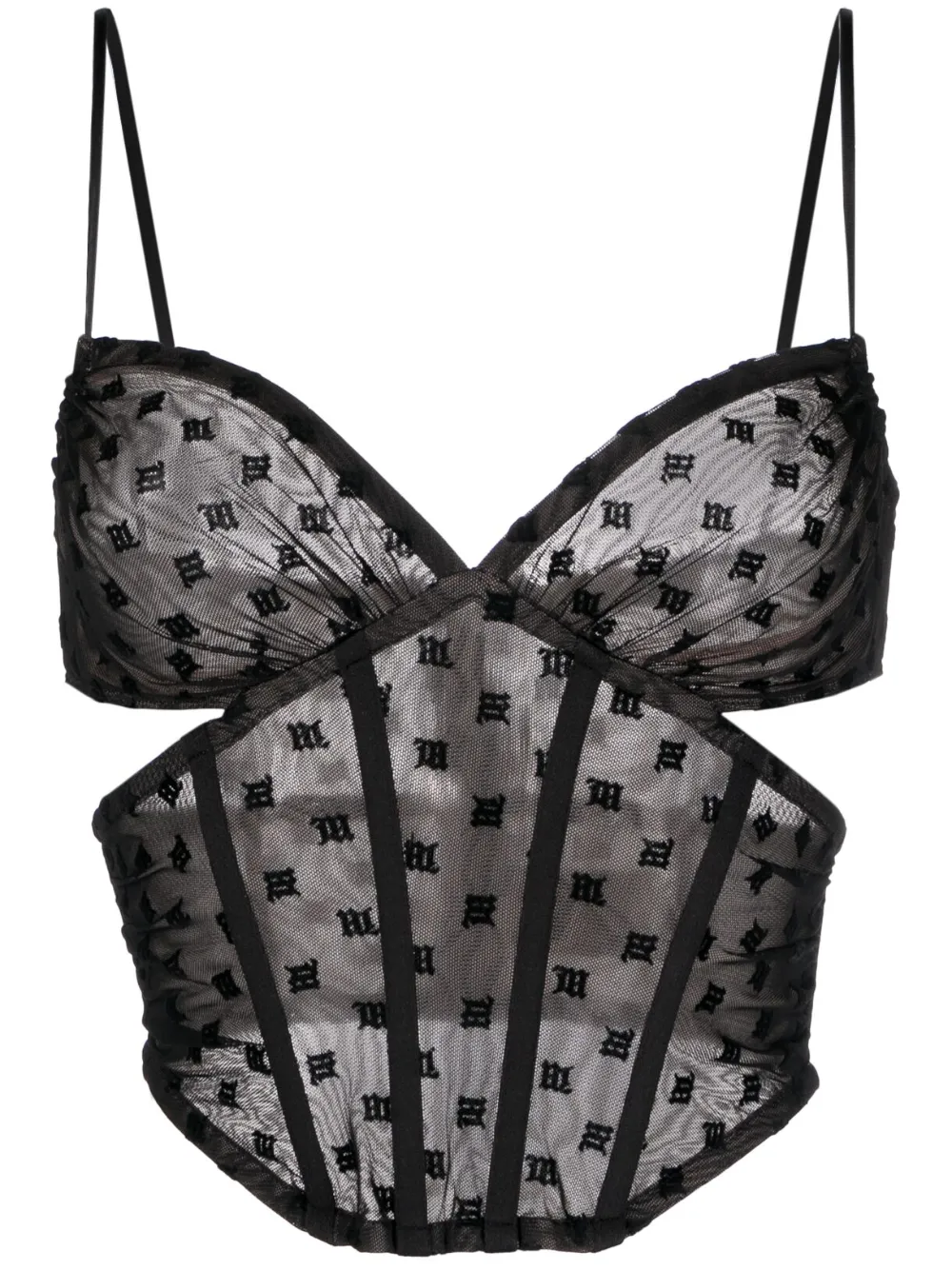 Сетчатый топ-корсет с монограммой MISBHV, черный 
Сетчатый топ-корсет с монограммой MISBHV, черный