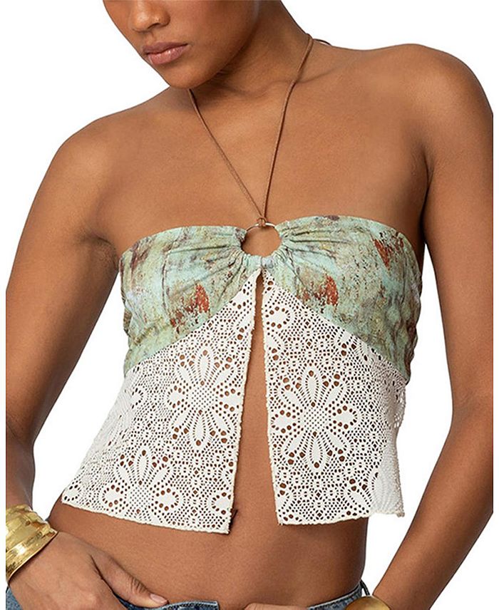 Топ Kloe с ажурной вязкой, без спинки и разрезом спереди Edikted, зеленый
Топ Kloe с ажурной вязкой, без спинки и разрезом спереди Edikted, зеленый