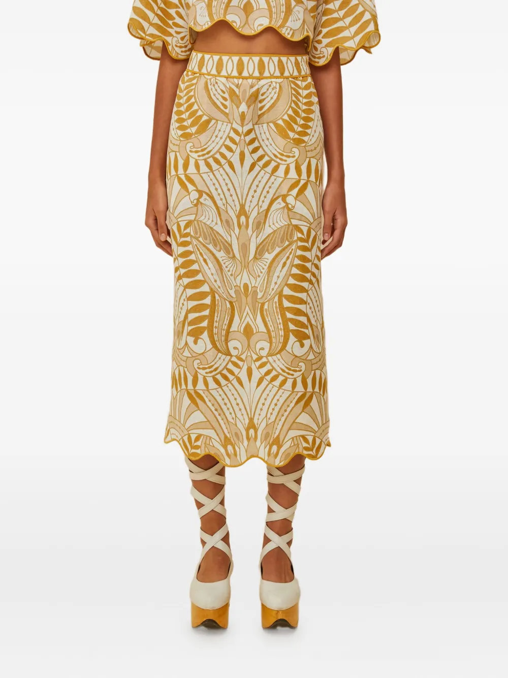 Юбка миди с фестончатым принтом FARM Rio, белый
Юбка миди с фестончатым принтом FARM Rio, белый