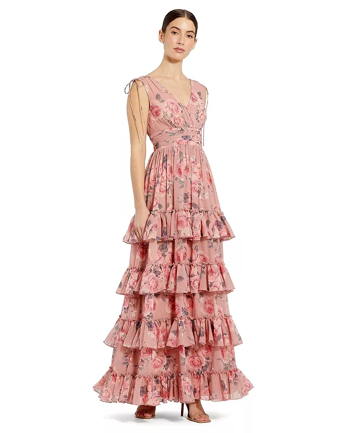 Женское многоярусное платье из шифона с цветочным принтом и завязками на плечах Mac Duggal, розовый
Женское многоярусное платье из шифона с цветочным принтом и завязками на плечах Mac Duggal, розовый