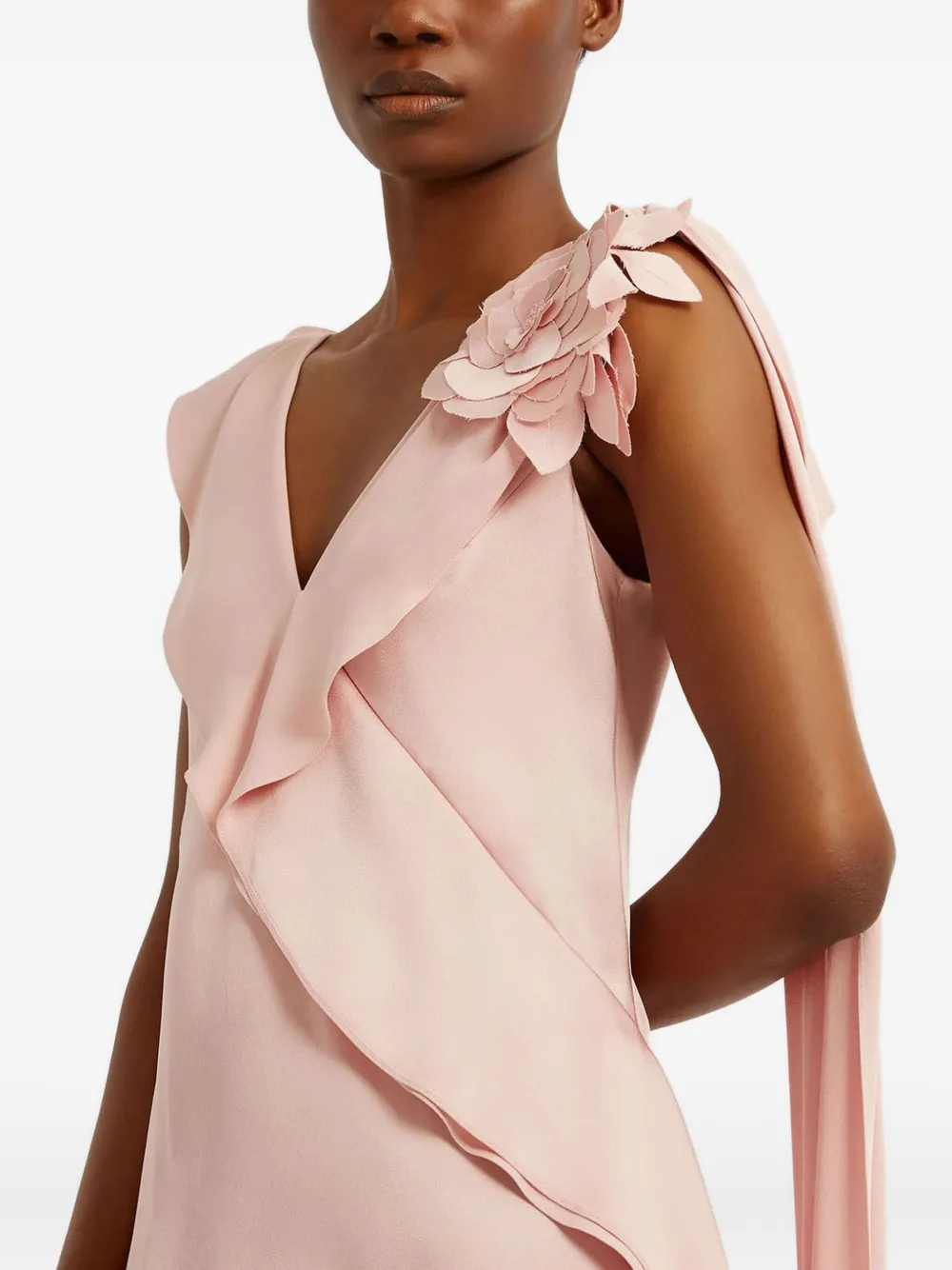 Платье миди с цветочным декором и оборками ERDEM, розовый 
Платье миди с цветочным декором и оборками ERDEM, розовый