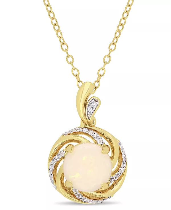 Ожерелье длиной 18 дюймов с опалом (1-1/4 карата tw), белым топазом (1/6 карата tw) и бриллиантовым акцентом в форме завитка, выполненное из 18-каратного золота на стерлинговом серебре. Macy'S, yellow
Ожерелье длиной 18 дюймов с опалом (1-1/4 карата tw), белым топазом (1/6 карата tw) и бриллиантовым акцентом в форме завитка, выполненное из 18-каратного золота на стерлинговом серебре. Macy'S, yellow