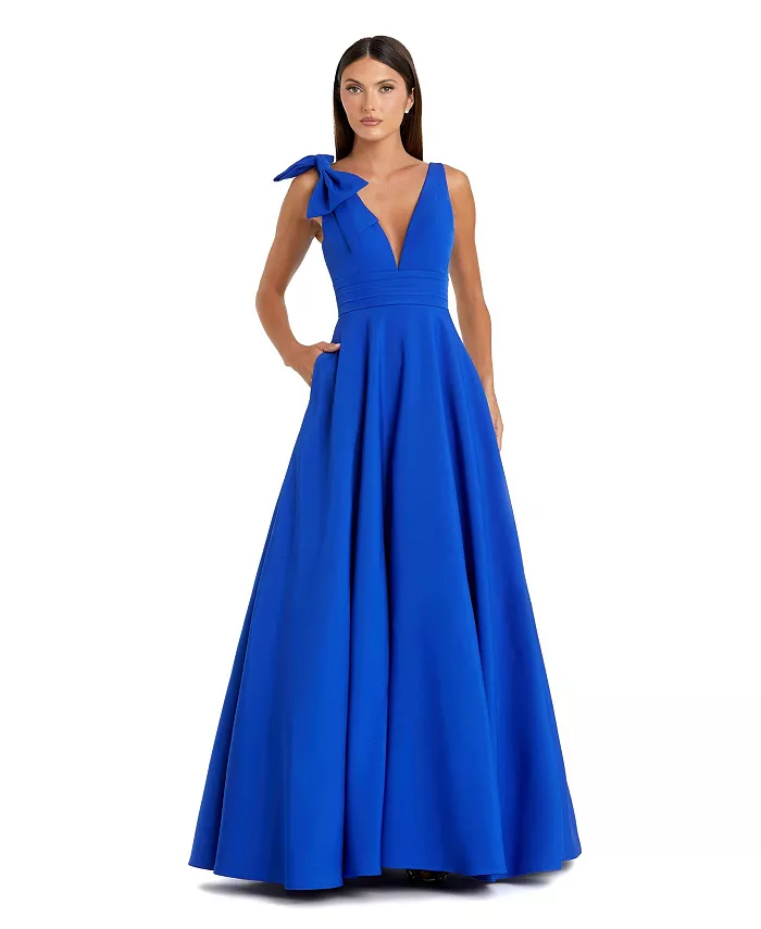 Женское креповое бальное платье без рукавов с V-образным вырезом и бантом Mac Duggal, синий
Женское креповое бальное платье без рукавов с V-образным вырезом и бантом Mac Duggal, синий