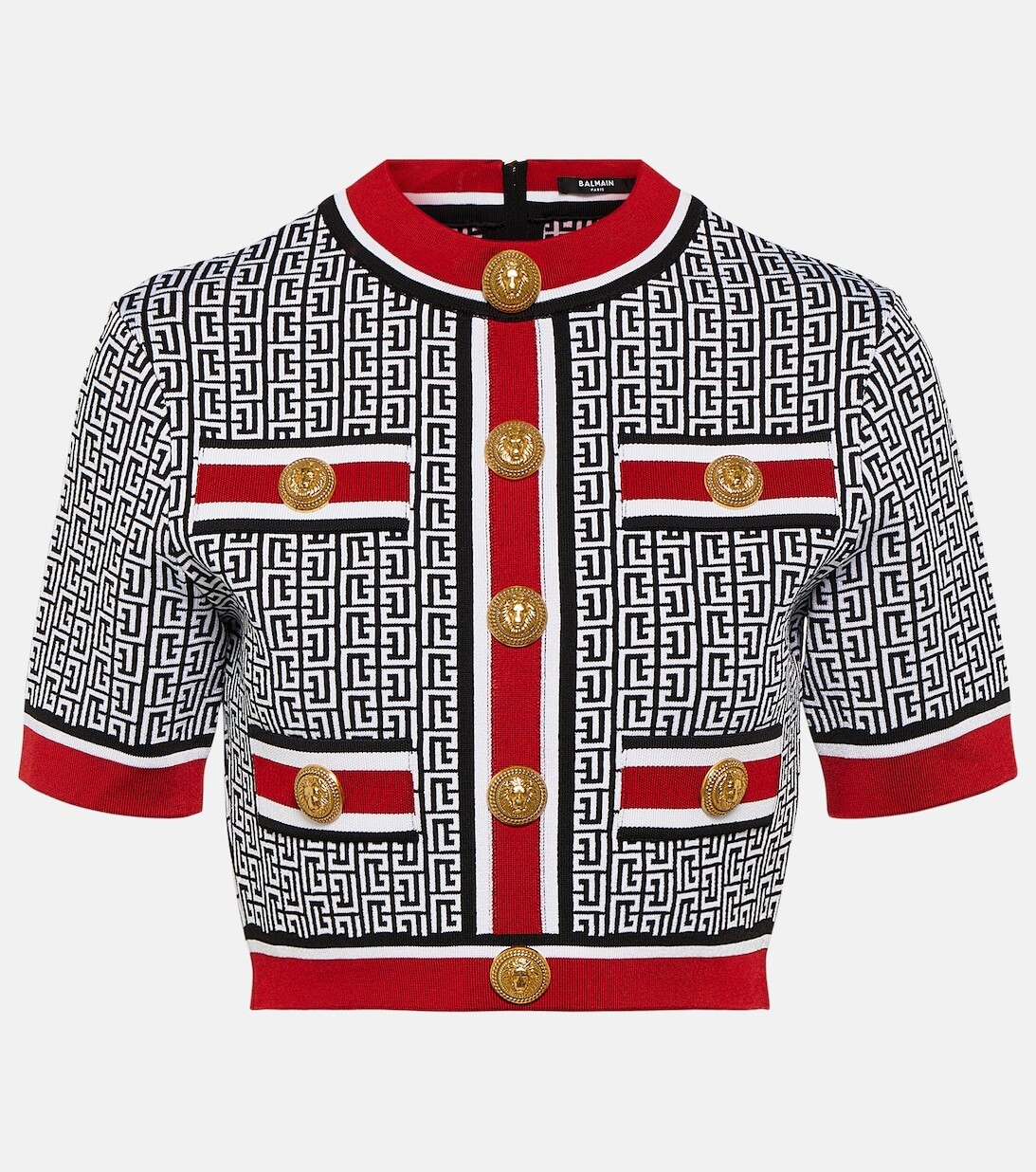 Укороченный топ из трикотажа с монограммой BALMAIN, черный
Укороченный топ из трикотажа с монограммой BALMAIN, черный