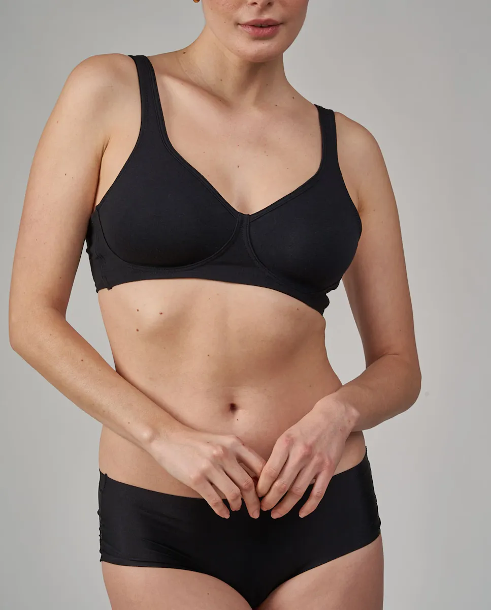 Комфортный бюстгальтер из хлопка без косточек Platino, чёрный
Комфортный бюстгальтер из хлопка без косточек Platino, чёрный