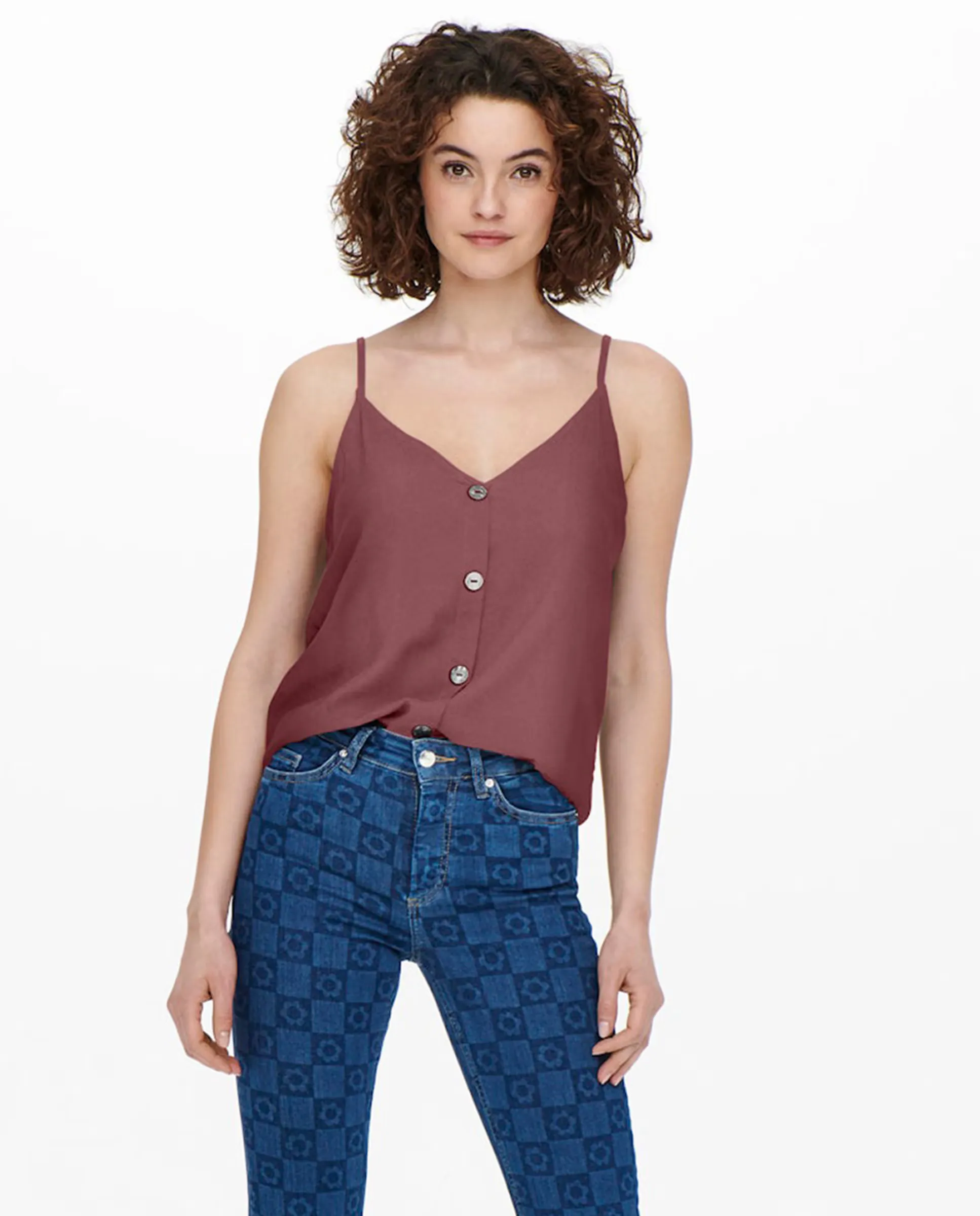 Женский топ на бретелях розового цвета с пуговицами Only, розовый
Женский топ на бретелях розового цвета с пуговицами Only, розовый