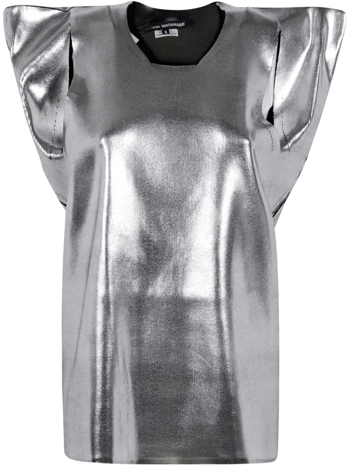Вязаный топ с металлическим эффектом от Junya Watanabe, серебряный
Вязаный топ с металлическим эффектом от Junya Watanabe, серебряный