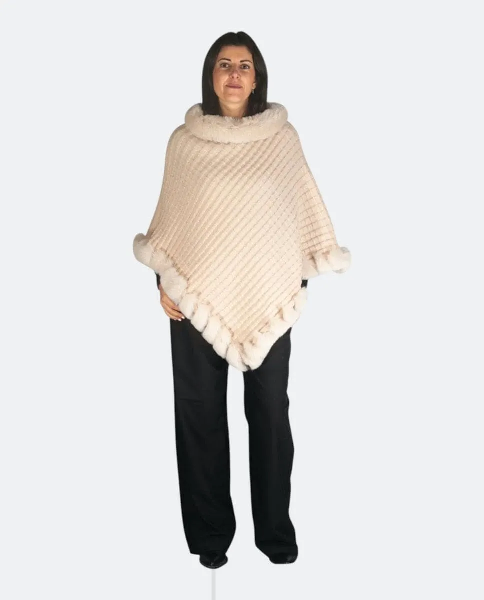 Вязаное пончо с меховой отделкой Kbas, бежевый
Вязаное пончо с меховой отделкой Kbas, бежевый