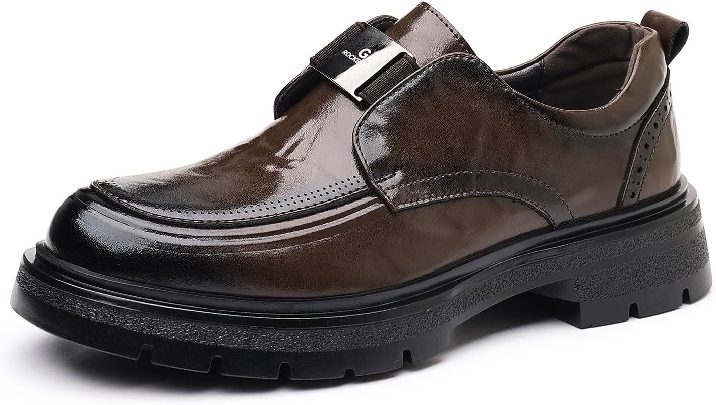 Мужские кожаные оксфорды на платформе с круглым носком, без шнурков, с модной металлической отделкой, деловые лоферы, повседневная и формальная обувь для работы и вождения Meixi Mobile, коричневый
Мужские кожаные оксфорды на платформе с круглым носком, без шнурков, с модной металлической отделкой, деловые лоферы, повседневная и формальная обувь для работы и вождения Meixi Mobile, коричневый