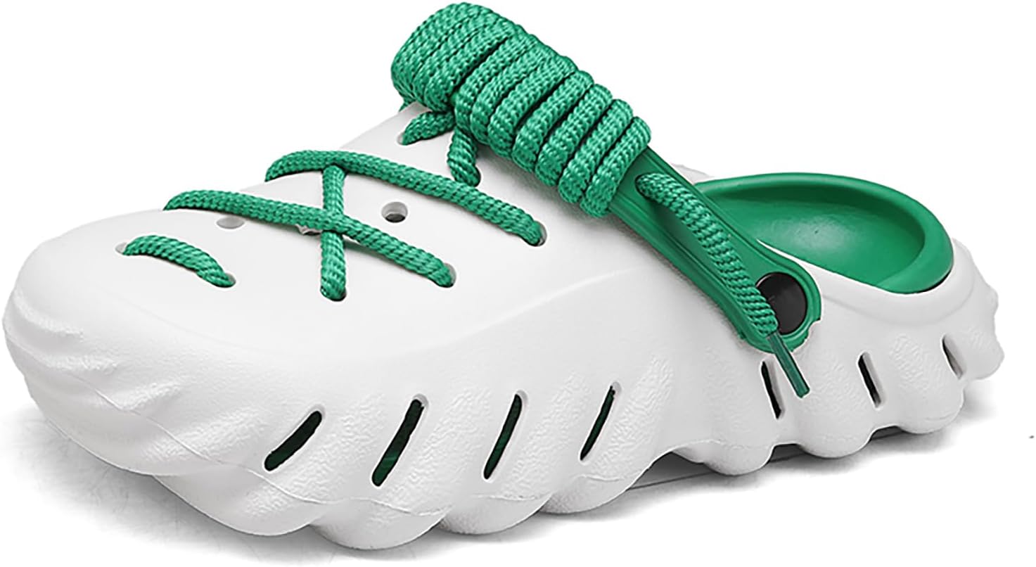Женские, мужские и сабо-мюли на платформе EVA с шнуровкой, удобные, легкие, без застежек, с нескользящей подошвой, дышащие, сандалии-шлепанцы для повседневного ношения, пляжа, бассейна и улицы Twodnawk, белый/зеленый
Женские, мужские и сабо-мюли на платформе EVA с шнуровкой, удобные, легкие, без застежек, с нескользящей подошвой, дышащие, сандалии-шлепанцы для повседневного ношения, пляжа, бассейна и улицы Twodnawk, белый/зеленый