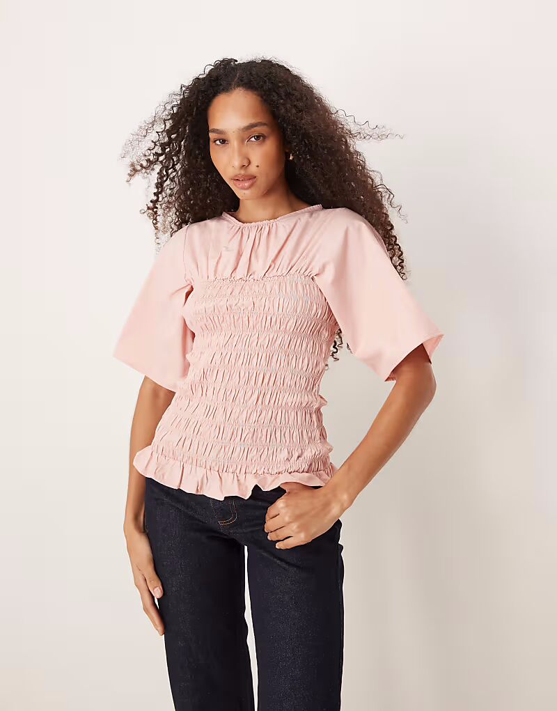 Топ-боди со сборками персиково-розового цвета Asos Design
Топ-боди со сборками персиково-розового цвета Asos Design