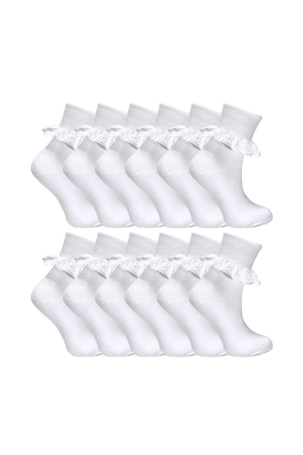 12 пар милых белых школьных носков с кружевом и оборками из богатого хлопка Sock Snob, белый
12 пар милых белых школьных носков с кружевом и оборками из богатого хлопка Sock Snob, белый