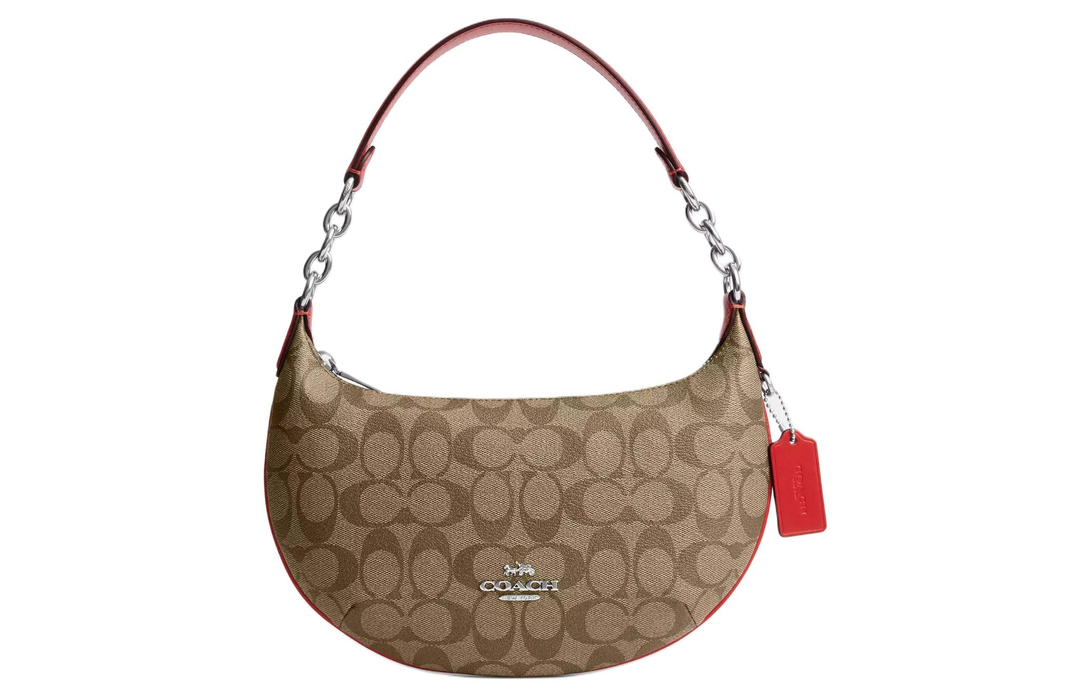 Сумка через плечо Payton из кожи Coach, большая, серебристый, хаки и красный Майами
Сумка через плечо Payton из кожи Coach, большая, серебристый, хаки и красный Майами