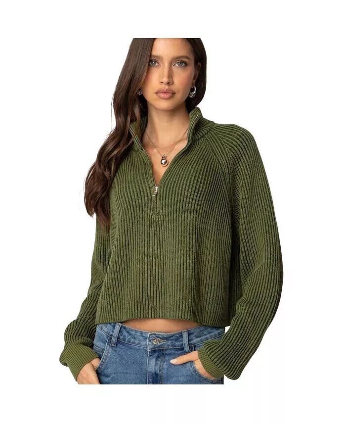 Женский укороченный свитер с отделкой в рубчик и застежкой-молнией на половину длины Edikted, зеленый
Женский укороченный свитер с отделкой в рубчик и застежкой-молнией на половину длины Edikted, зеленый